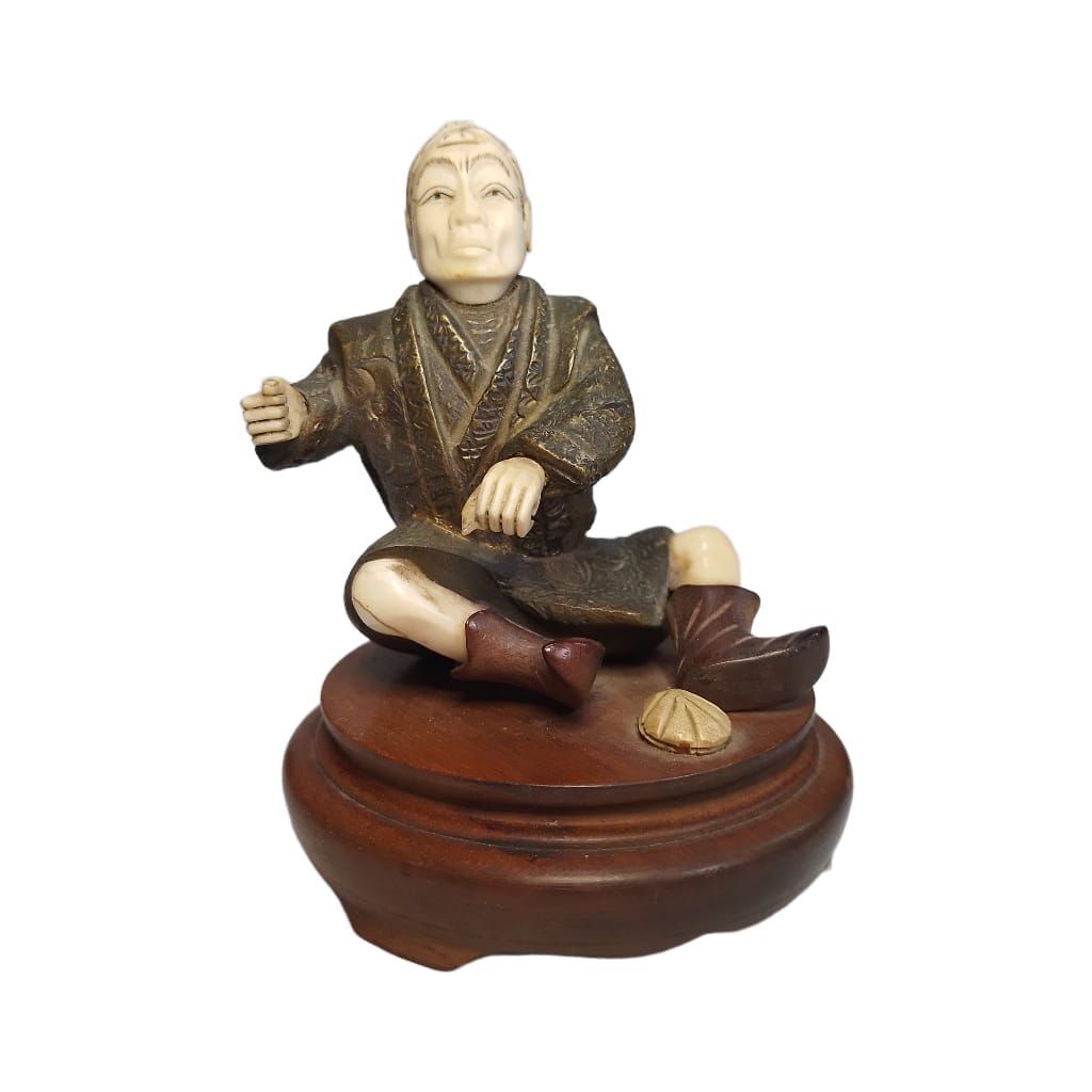 FIGURA ORIENTAL DE BRONCE Y MATERIAL NOBLE - Imagen 9