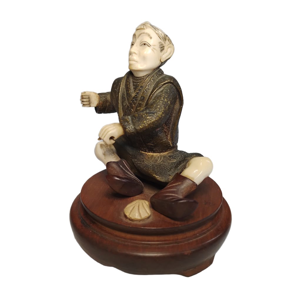 FIGURA ORIENTAL DE BRONCE Y MATERIAL NOBLE - Imagen 10