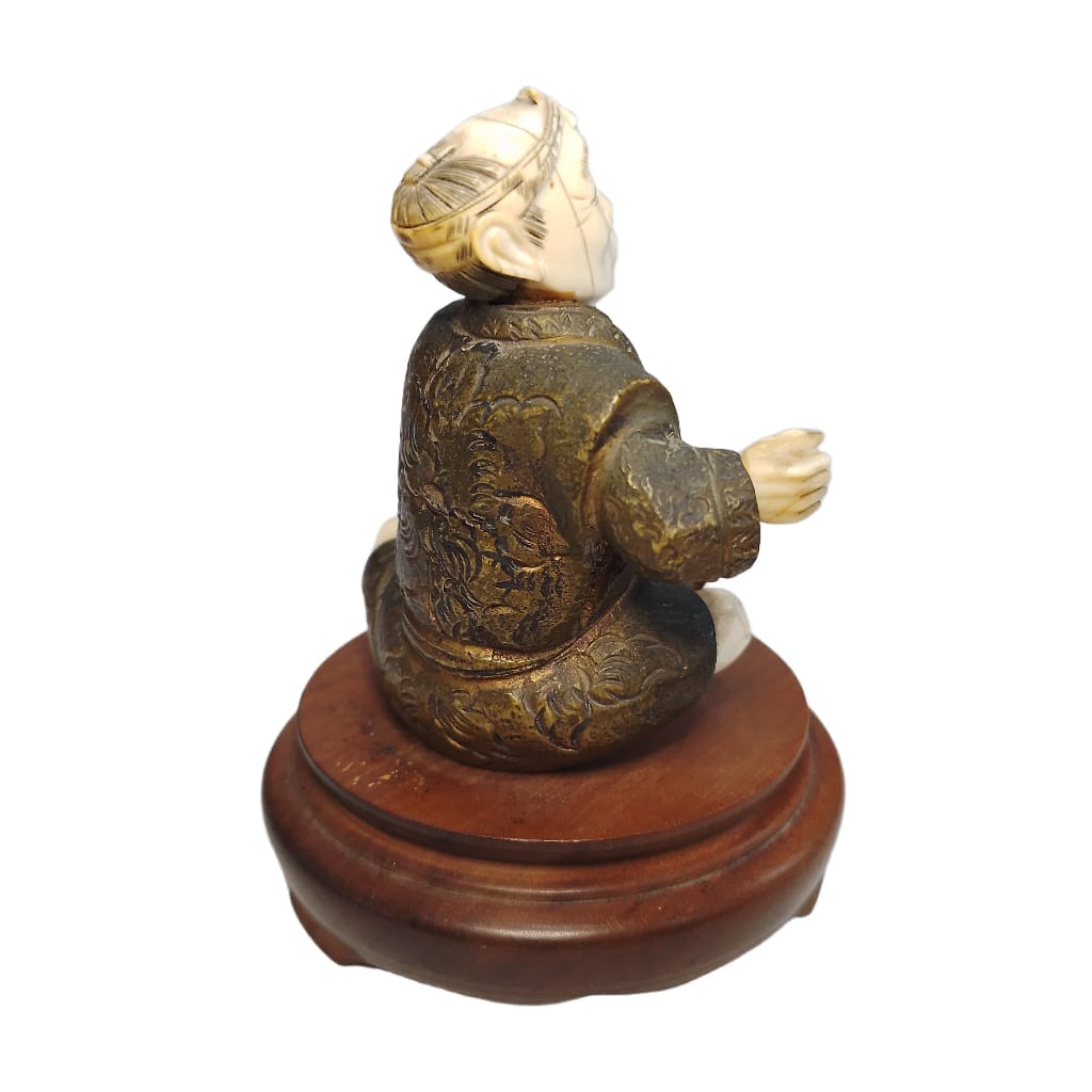 FIGURA ORIENTAL DE BRONCE Y MATERIAL NOBLE - Imagen 12