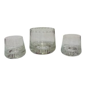 Set de hielera y 2 vasos de whisky de vidrio tallado