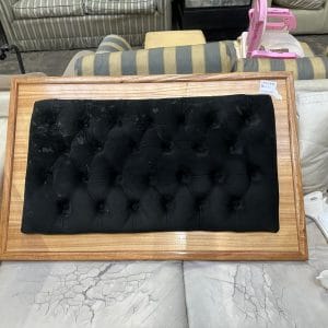 Respaldo de cama capitoné - madera sólida y gamuza negra