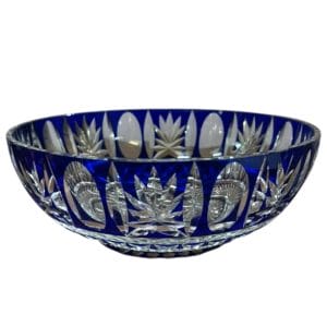 FUENTE DE CRISTAL CHECOSLOVACO AZUL TALLADO