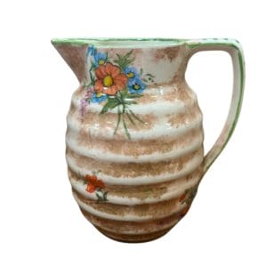 Jarra de cerámica vintage con motivos florales