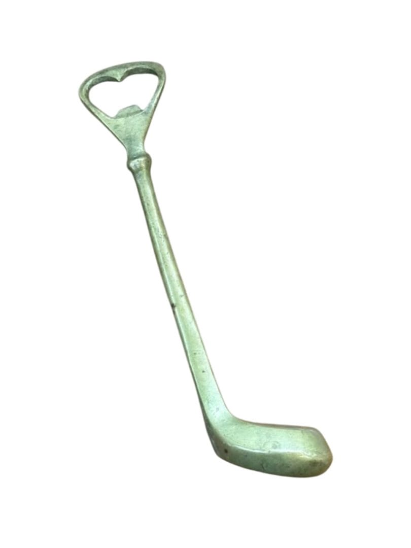 Destapador vintage de bronce con forma de palo de golf