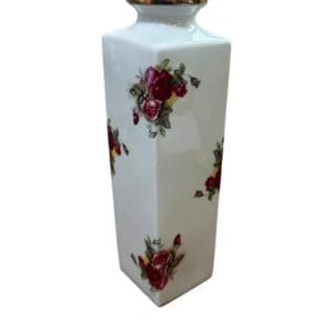 Florero de porcelana Tsuji con motivos florales y borde dorado