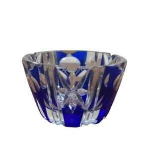 Cenicero de cristal tallado azul cobalto