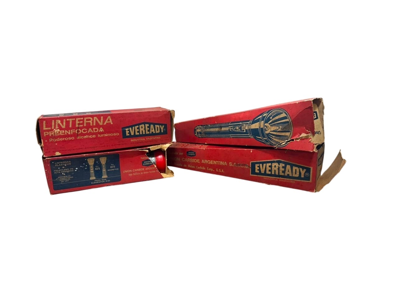 SET DE 4 LINTERNAS VINTAGE “EVEREADY” CON CAJA ORIGINAL