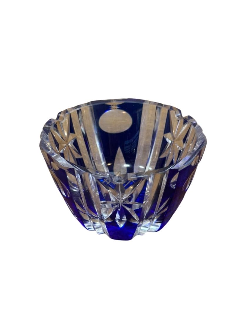 Cenicero de cristal tallado azul cobalto - Imagen 2