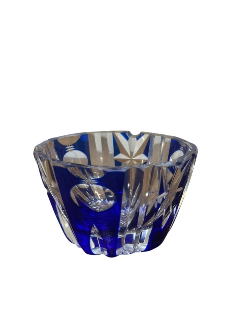 Cenicero de cristal tallado azul cobalto - Imagen 3