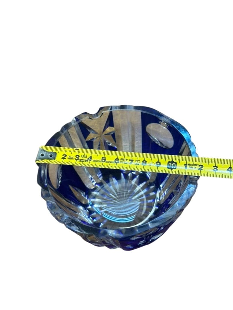 Cenicero de cristal tallado azul cobalto - Imagen 5