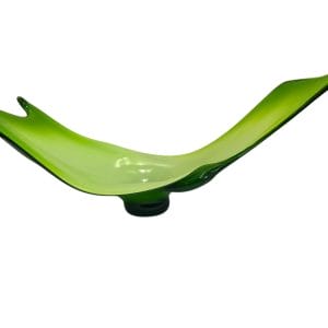 CENTRO DE MESA / FUENTE DE VIDRIO ARTESANAL VERDE ESTILO MURANO