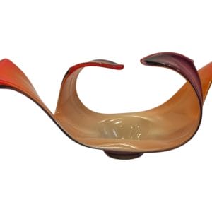 CENTRO DE MESA / FUENTE DE VIDRIO ARTESANAL NARANJA ESTILO MURANO
