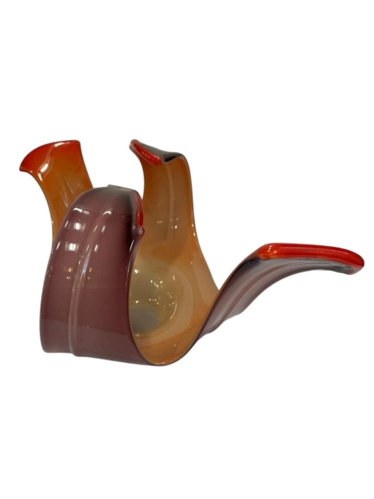 CENTRO DE MESA / FUENTE DE VIDRIO ARTESANAL NARANJA ESTILO MURANO - Imagen 5