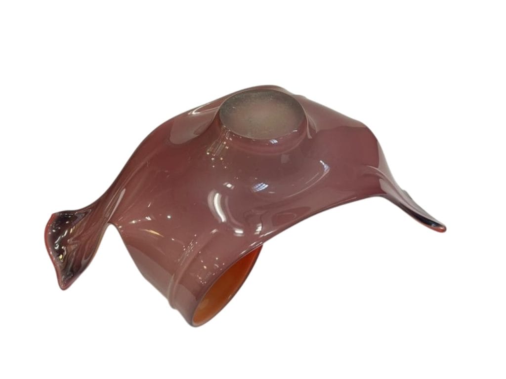 CENTRO DE MESA / FUENTE DE VIDRIO ARTESANAL NARANJA ESTILO MURANO - Imagen 7