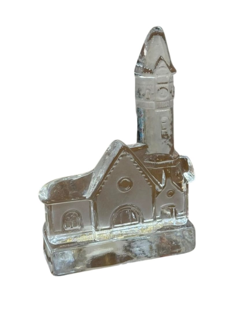 Escultura y portavelas de vidrio sueco “Nybro” con diseño de iglesia/catedral - Imagen 4