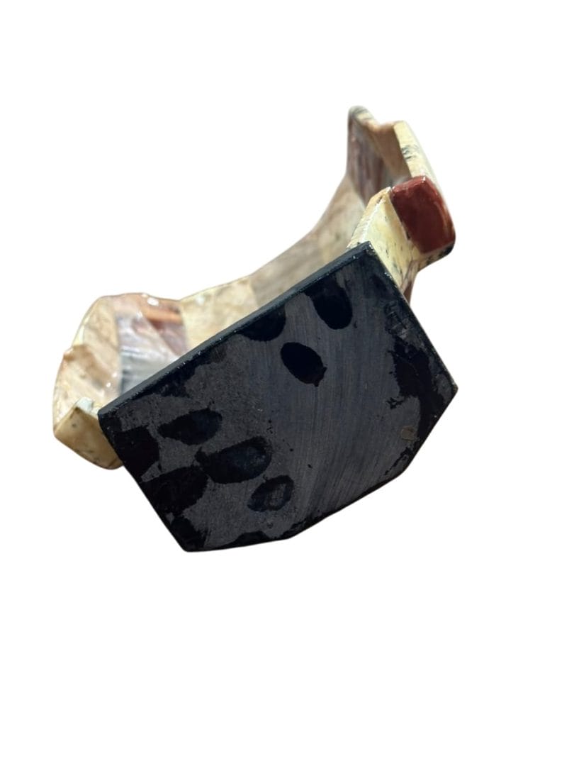 MÁSCARA / ESCULTURA DE ROSTRO EN PIEDRA TIPO MOSAICO PRECOLOMBINO CON BASE - Imagen 10