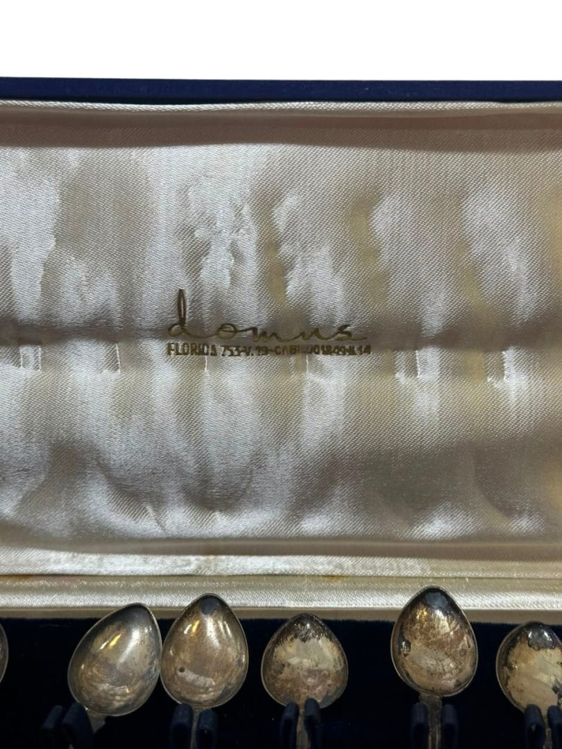 SET DE 12 CUCHARITAS DE POSTRE EN PLATA SELLADA (800) – CON ESTUCHE RIGIDO "DOMUS" - Imagen 6