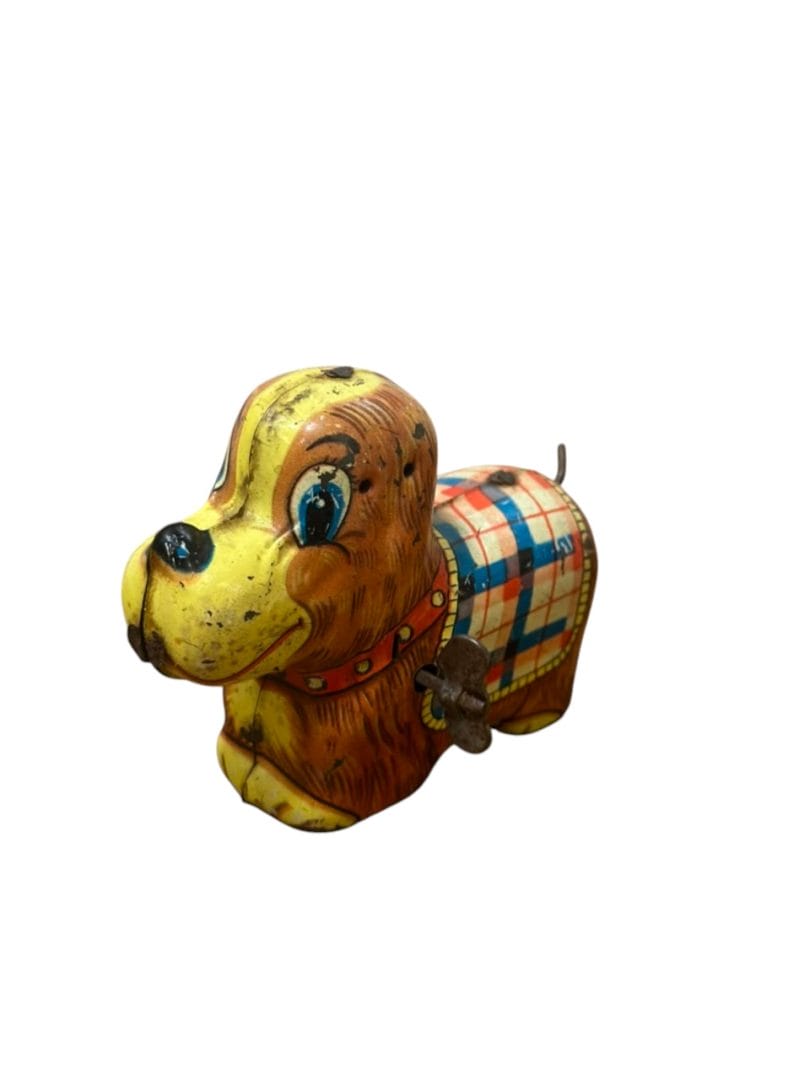 JUGUETE VINTAGE PERRITO DE HOJALATA A CUERDA