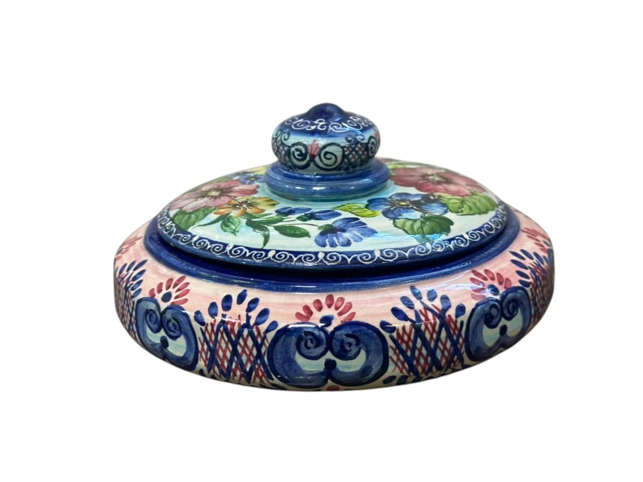 Bombonera / dulcera de ceramica artesanal italiana con tapa Pierrot