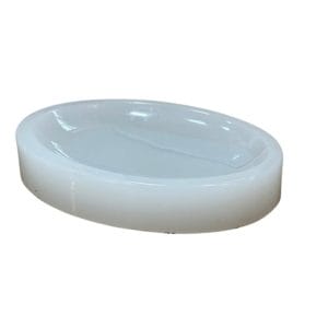 Fuente ovalada porta llaves en vidrio opalino blanco