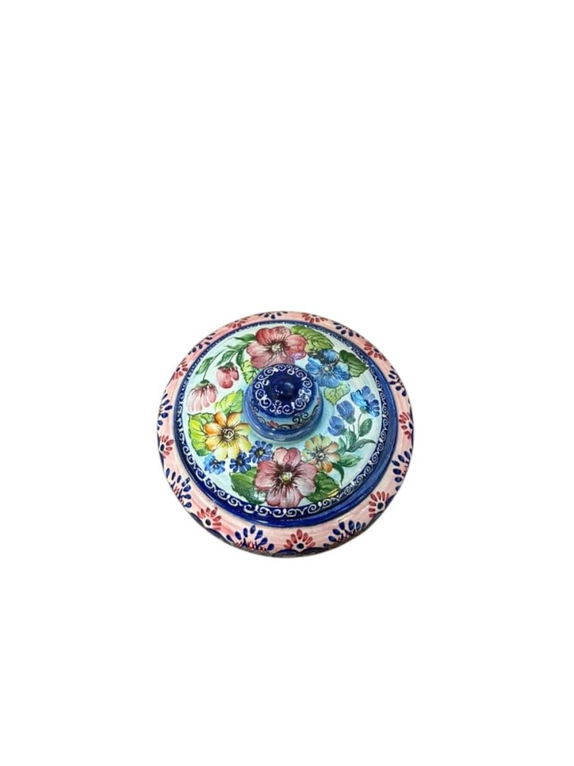 Bombonera / dulcera de ceramica artesanal italiana con tapa Pierrot - Imagen 2