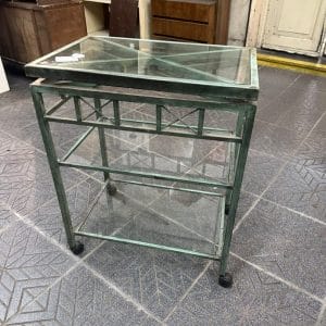 Mesa auxiliar carro movil metalica verde agua