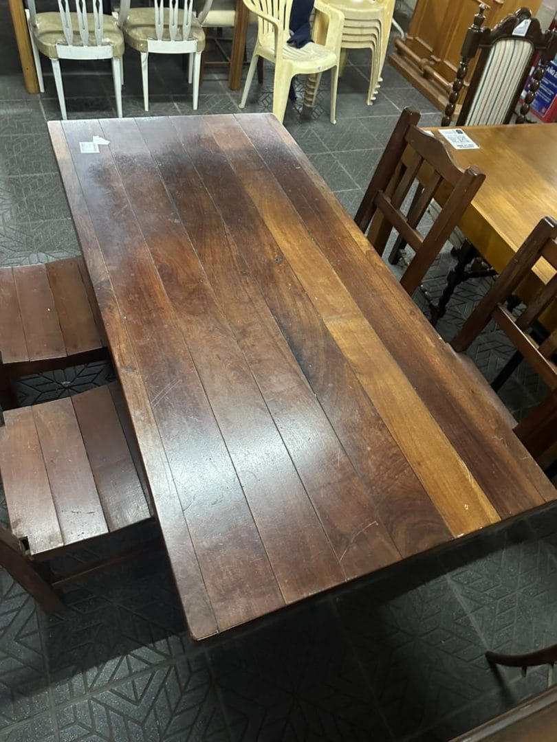 Juego de comedor en madera de algarrobo - Imagen 2