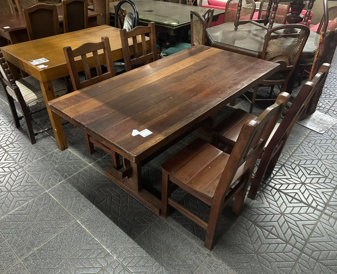 Juego de comedor en madera de algarrobo - Imagen 3
