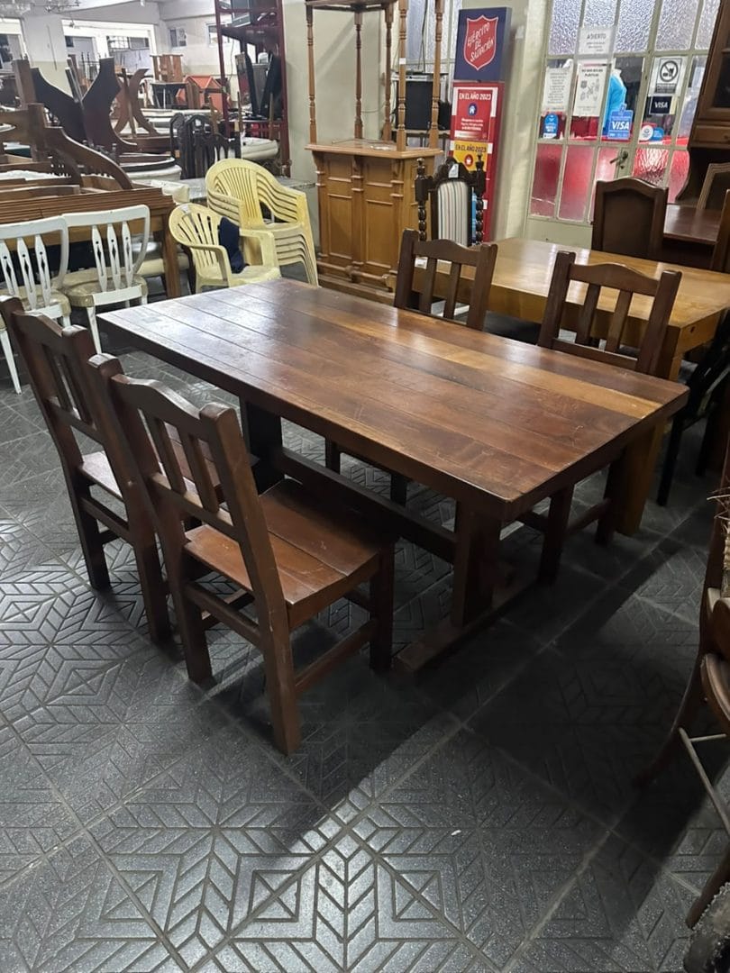 Juego de comedor en madera de algarrobo - Imagen 6