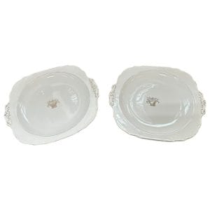 Pareja de platos playos inglesas de porcelana Grindley