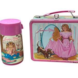 SET DE LONCHERA DE METAL Y TERMO VINTAGE "JUNIOR MISS" – ALADDIN (MADE IN USA)