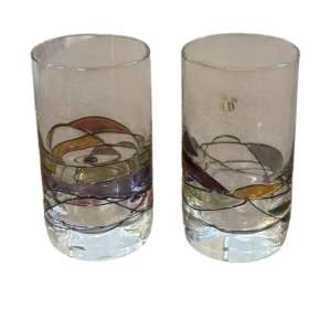 PAR DE SHOTS DE CRISTAL DECORADOS EN ORO – DISEÑO VITRAL VINTAGE