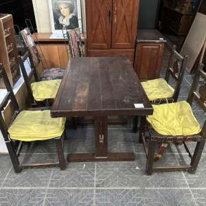 Juego de comedor rustico de madera maciza