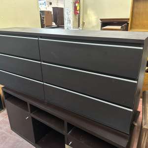 Mueble cajonera baja en melamina gris oscuro