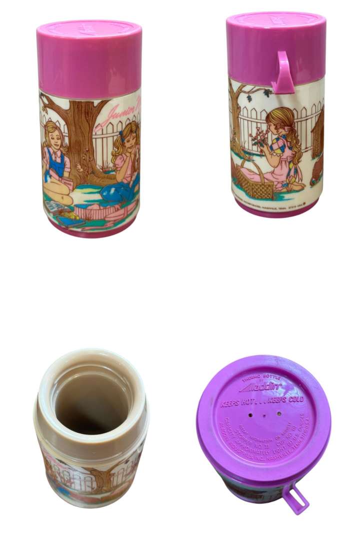 SET DE LONCHERA DE METAL Y TERMO VINTAGE "JUNIOR MISS" – ALADDIN (MADE IN USA) - Imagen 3