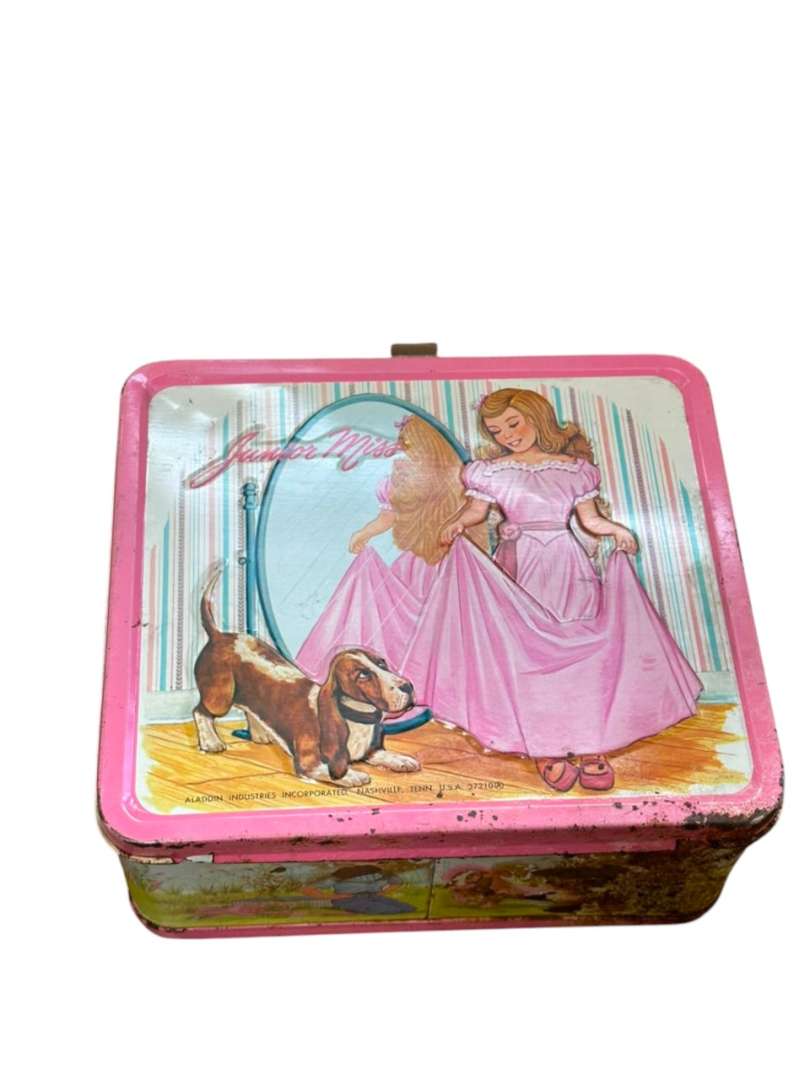 SET DE LONCHERA DE METAL Y TERMO VINTAGE "JUNIOR MISS" – ALADDIN (MADE IN USA) - Imagen 4