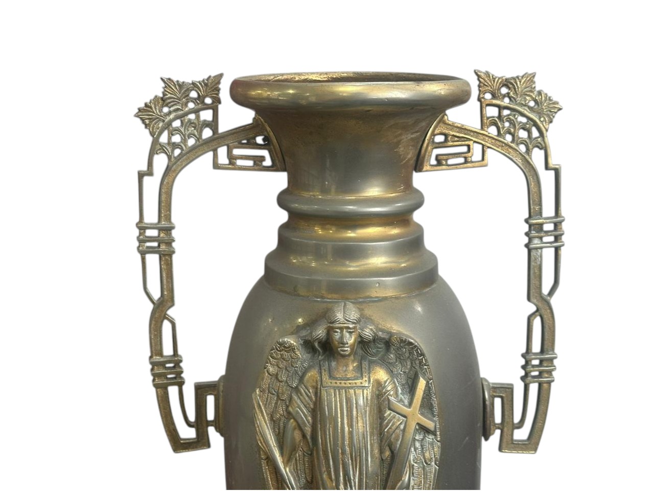 PAR DE JARRONES/FLOREROS GRANDES DE METAL – ESTILO ECLESIÁSTICO Y ART NOUVEAU - Imagen 4