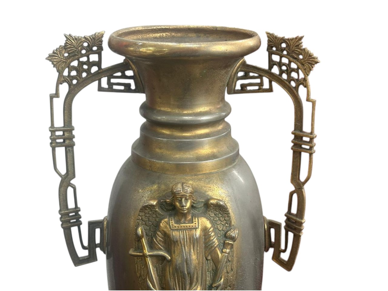 PAR DE JARRONES/FLOREROS GRANDES DE METAL – ESTILO ECLESIÁSTICO Y ART NOUVEAU - Imagen 5