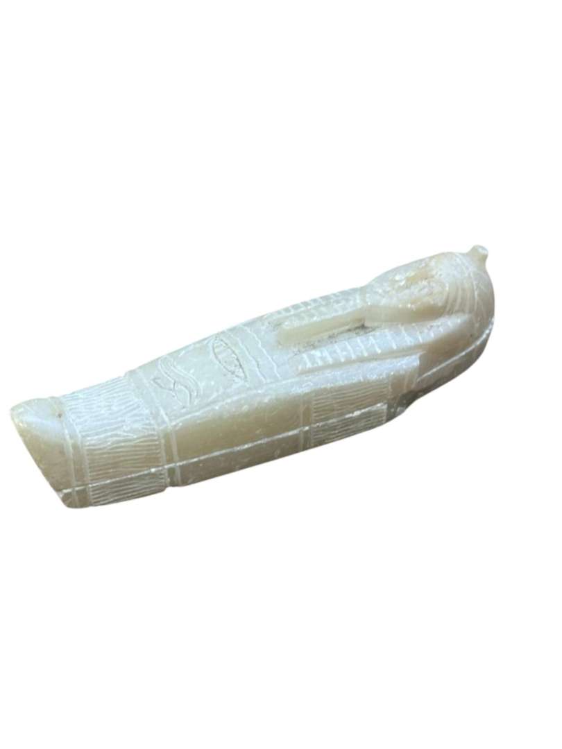 FIGURA EGIPCIA SARCÓFAGO DE ALABASTRO / PIEDRA – ARTÍCULO DECORATIVO - Imagen 2