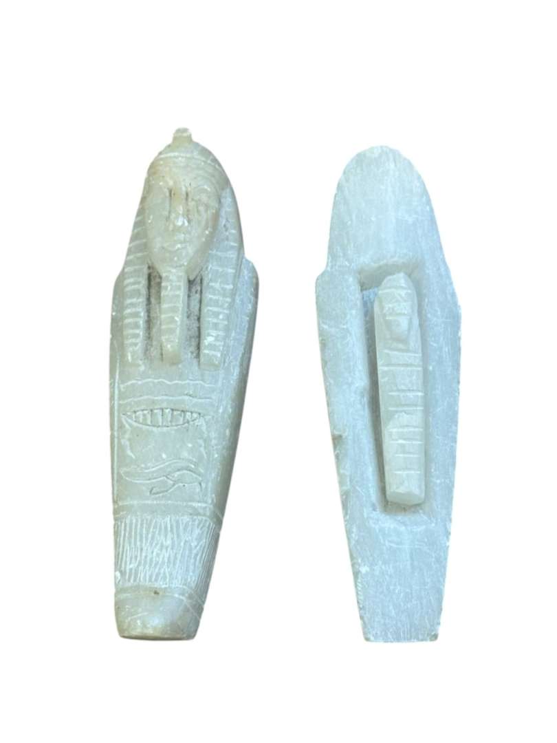 FIGURA EGIPCIA SARCÓFAGO DE ALABASTRO / PIEDRA – ARTÍCULO DECORATIVO - Imagen 4