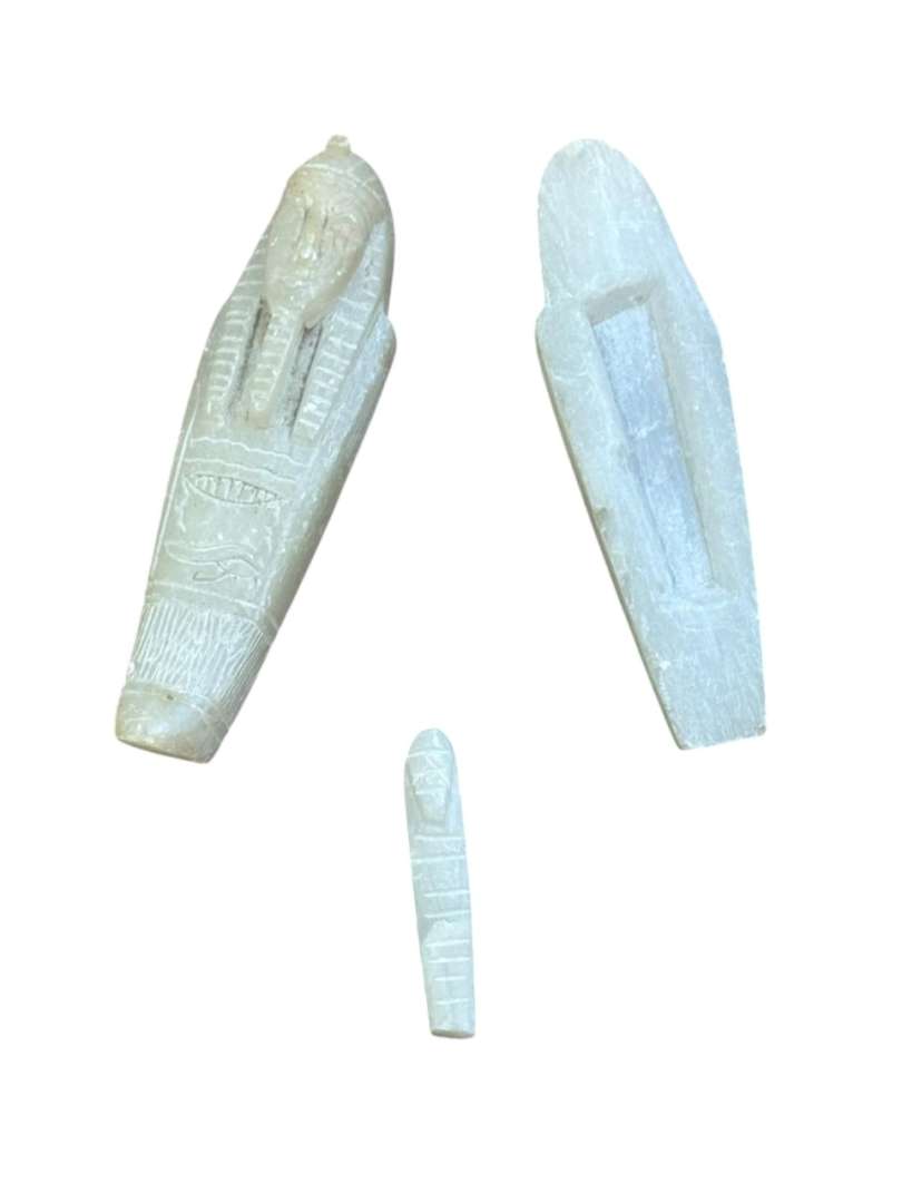 FIGURA EGIPCIA SARCÓFAGO DE ALABASTRO / PIEDRA – ARTÍCULO DECORATIVO - Imagen 6