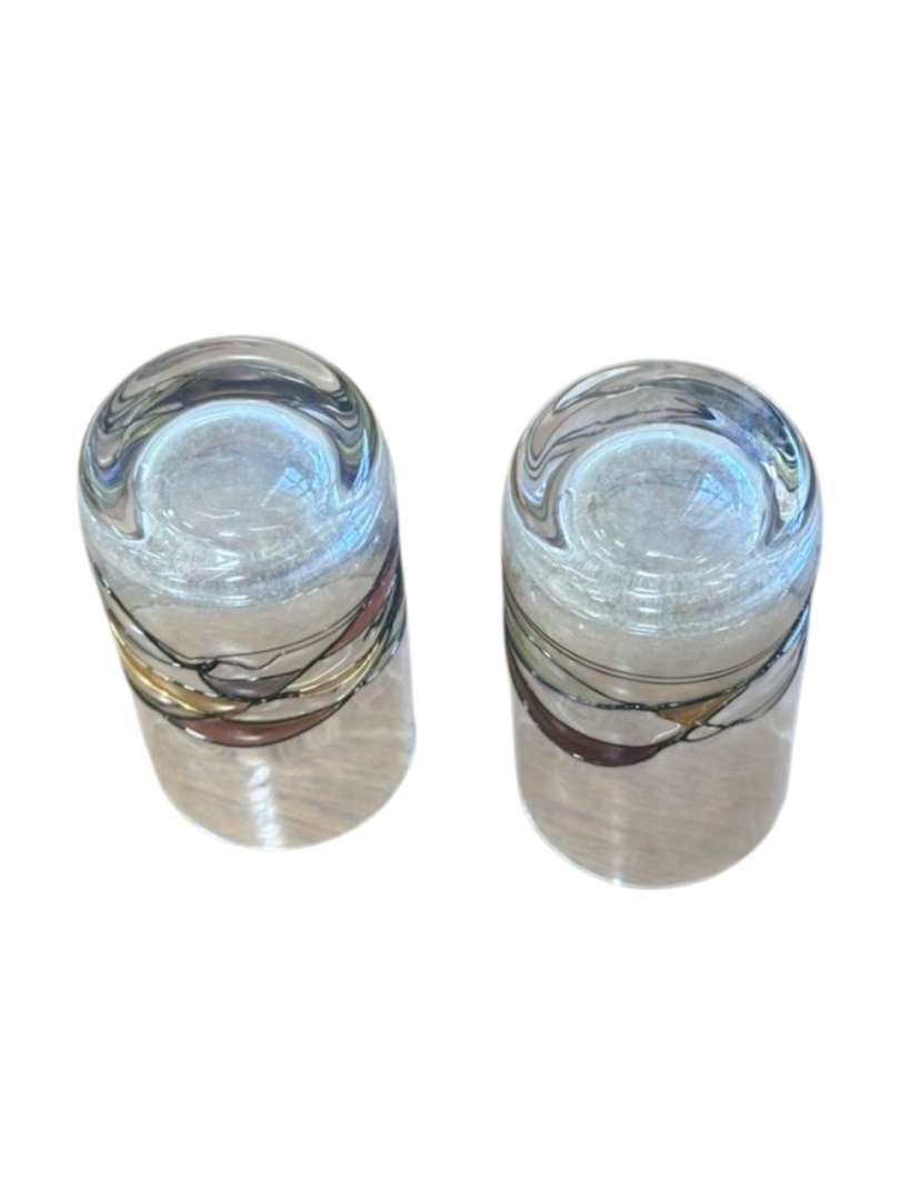 PAR DE SHOTS DE CRISTAL DECORADOS EN ORO – DISEÑO VITRAL VINTAGE - Imagen 4