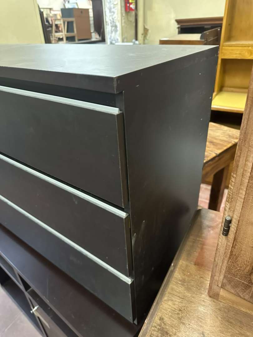 Mueble cajonera baja en melamina gris oscuro - Imagen 3
