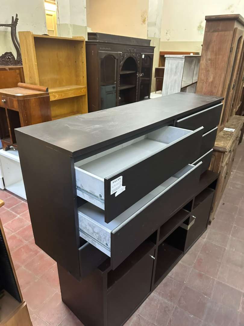 Mueble cajonera baja en melamina gris oscuro - Imagen 5