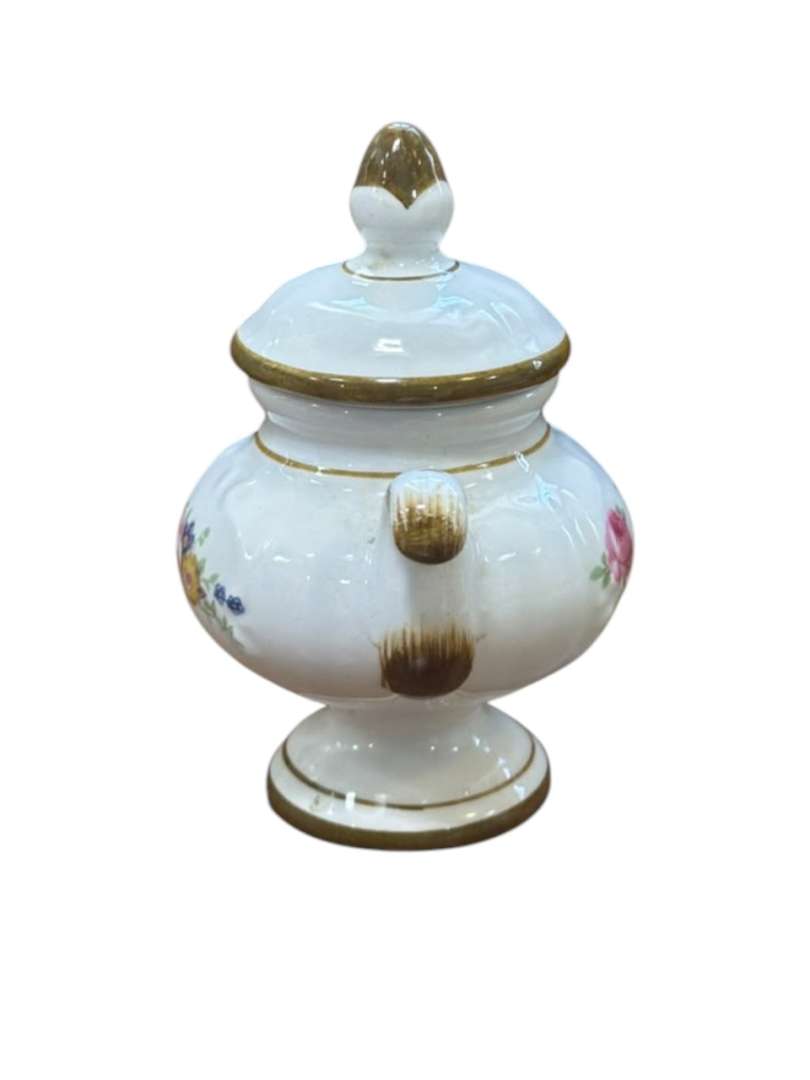 Antiguo jarron pequeño / azucarero de porcelana con tapa - Imagen 4