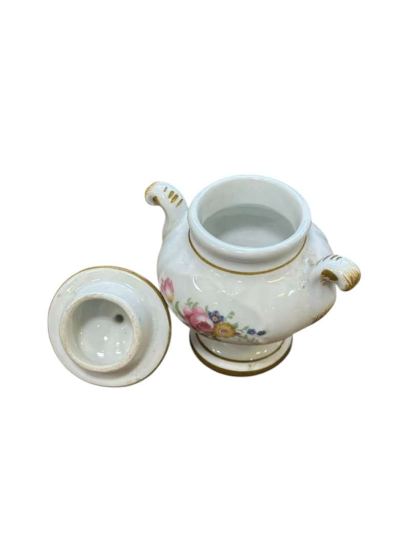 Antiguo jarron pequeño / azucarero de porcelana con tapa - Imagen 6