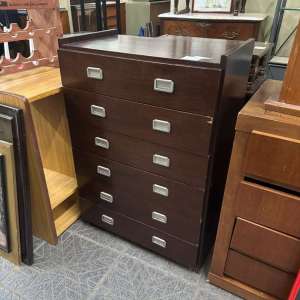 Mueble cajonera de madera en tono caoba 6 cajones
