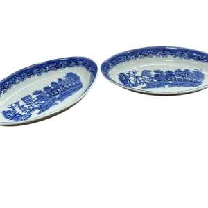 Par de platos ovalados Ingleses Old Willow Adderleys Ltd