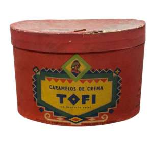 CAJA ANTIGUA DE CARTÓN CARAMELOS DE CREMA TOFI – SAINT HNOS. (1952)