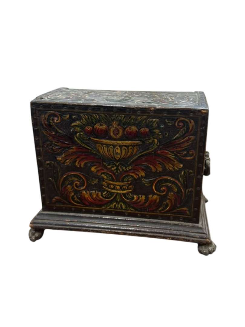 ANTIGUO CIGARRERO DE MESA EN MADERA Y CUERO TRABAJADO - Imagen 5